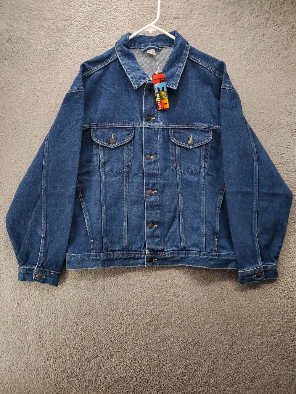 Vintage Marlboro Gear Denim Trucker Jean Jacket Adult Large Blue NWT Deadstock